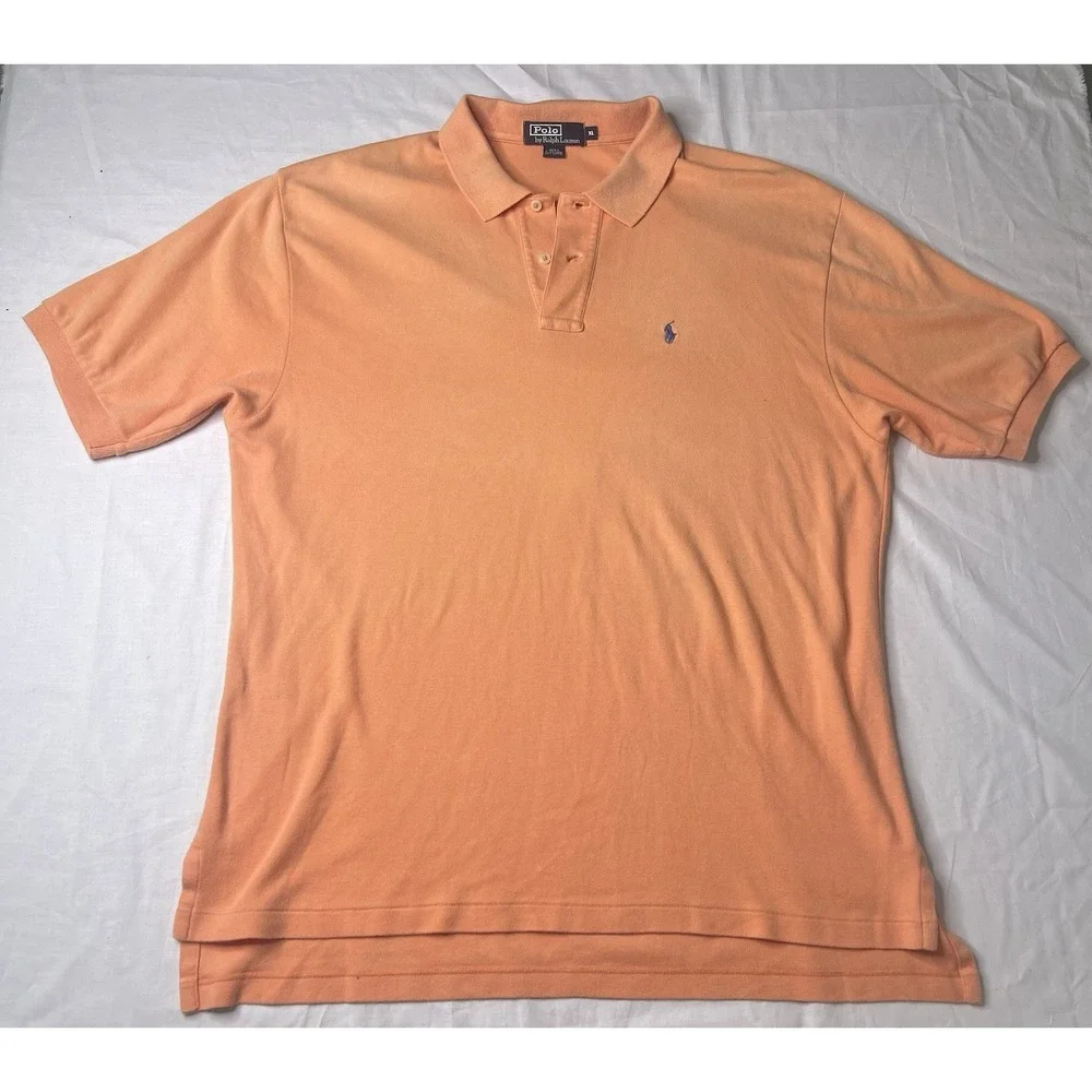 Ralph Lauren Polo Shirt Mens Size XL‎ Orange Pony Casual Short Sleeve Cotton